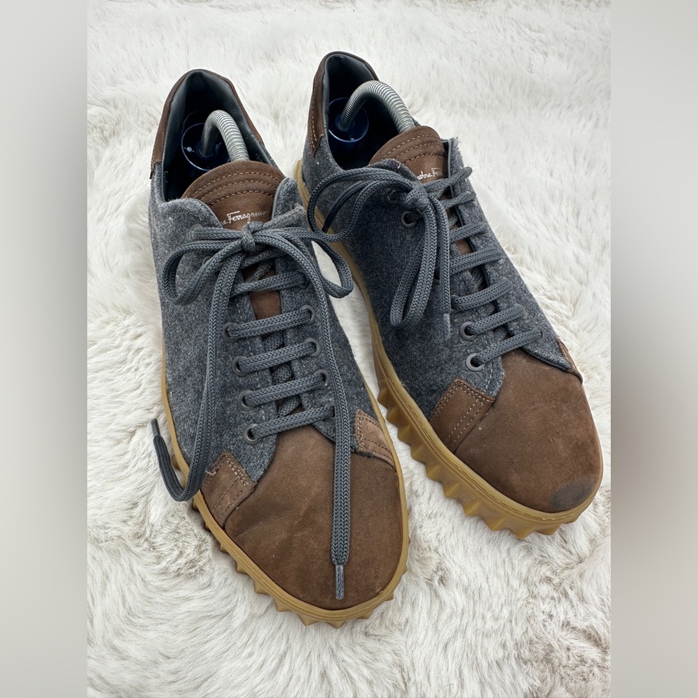 Salvatore Ferragamo Brown Suede men’s Sneakers size 9 low top trainers